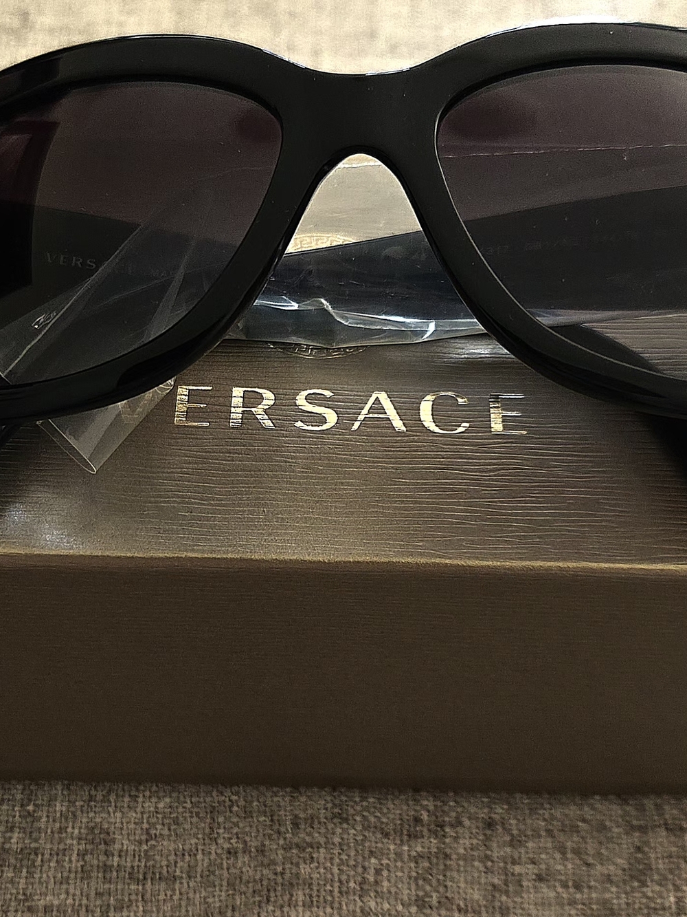 Versace Black Oversized Square Women's Sunglasses with Dark Lenses